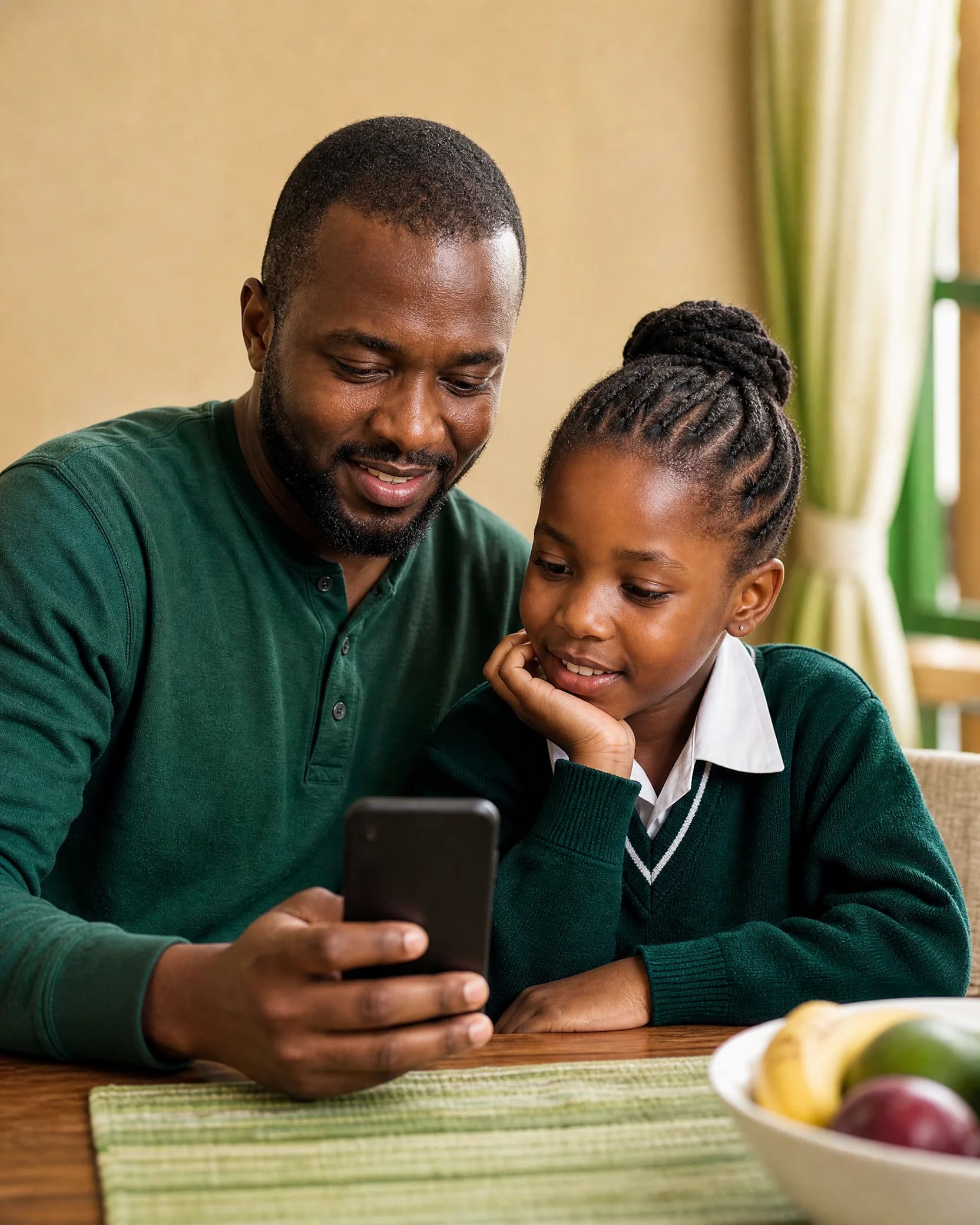 Parent and learner checking school information together
